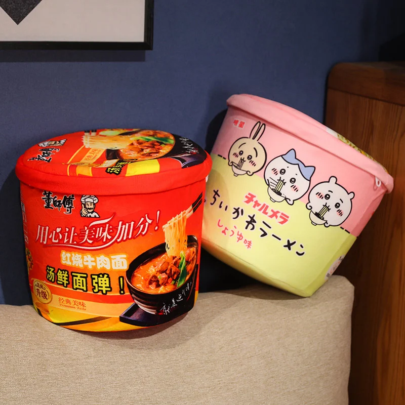 Kawaii Simulation Instant Noodles Plush Pillow Blanket and Food Stuffed Animal Toy Great for Gifts
