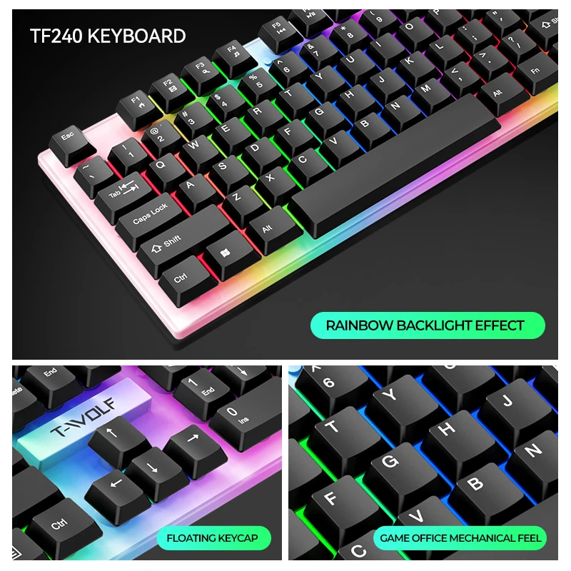 TWOLF TF240 4IN1 Gaming Keyboard Mouse Headphone Mousepad Combo