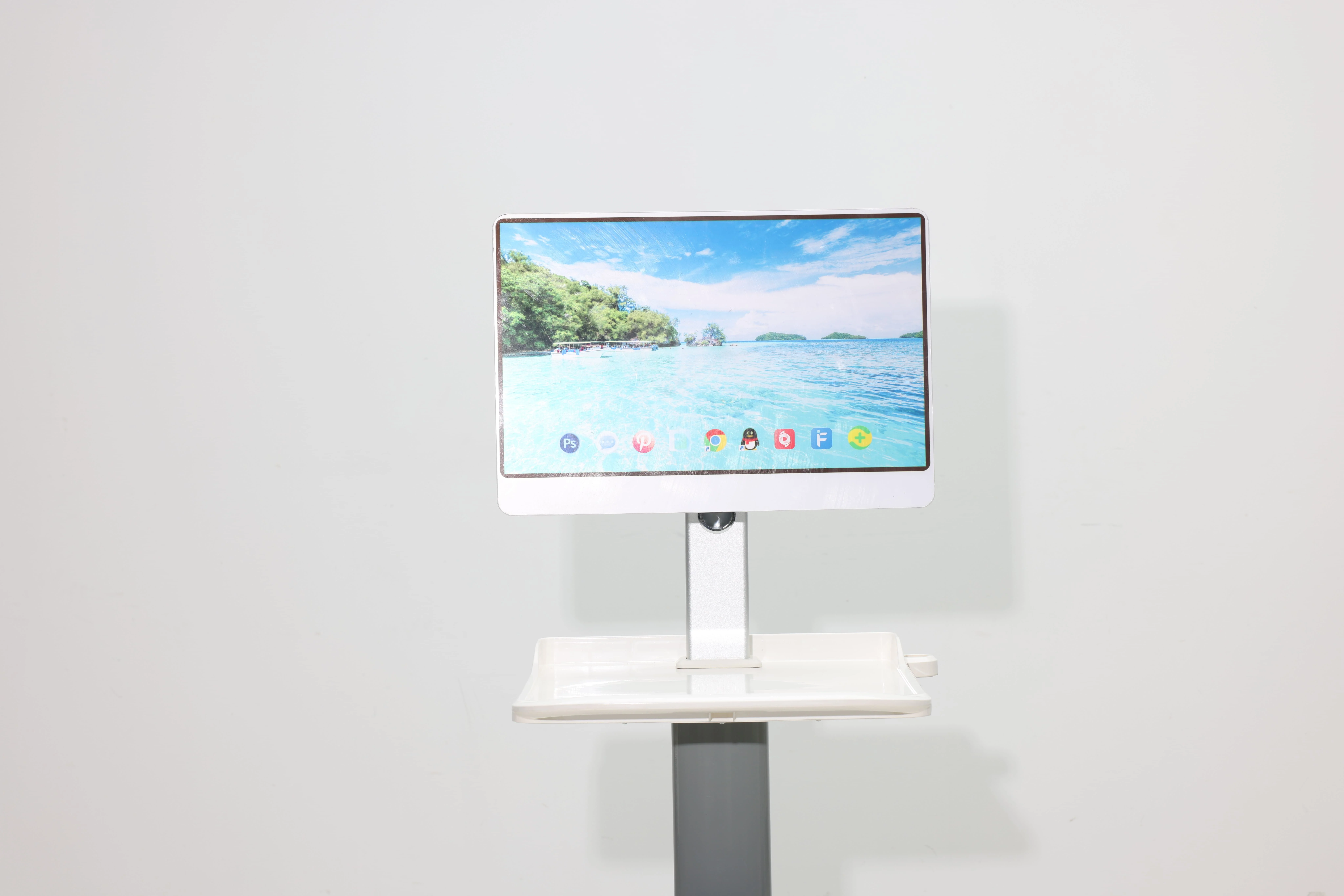 Mobile Medical Service Trolley ABS Hospital Use CE ISO Certified Modern Design Detachable Display Bracket Printer Host Shelf 2