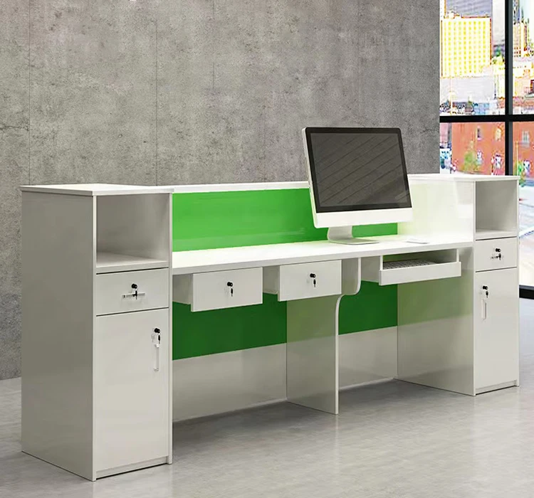 Factory Made Cheapest Reception Desk for One Person Bank Cash Counters Small Office Reception Desk