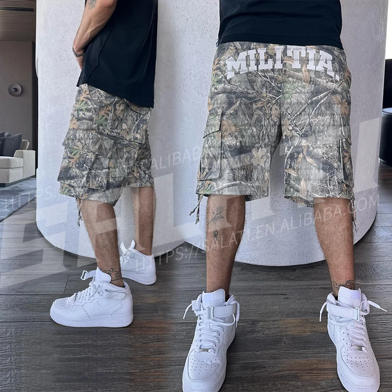 Custom High Waist Work Workwear Short High Waist Real Tree Short Pant Cotton Summer Hunting Camouflage Print Camo Shorts for Men gallery 4