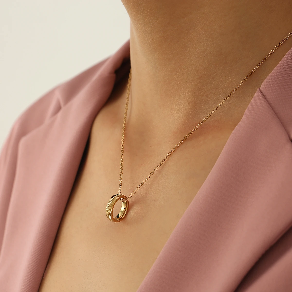 Titanium Steel Cateye Pendant Necklace