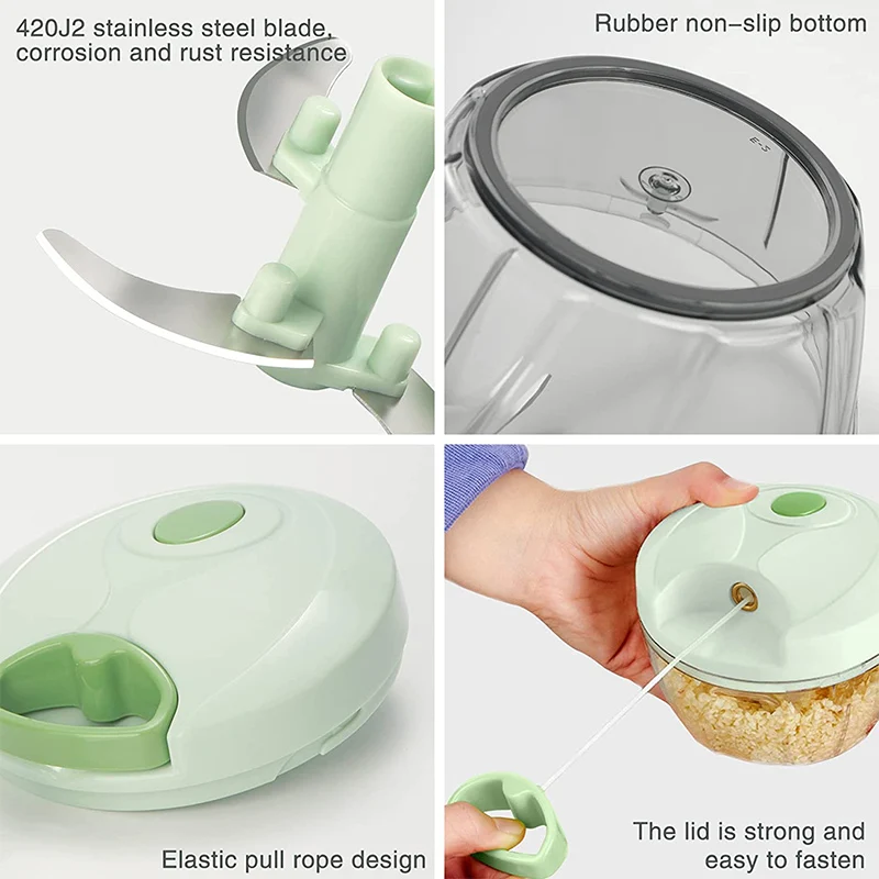 Portable Manual Hand Food Processor Onion Pulling Slicer Salad ...