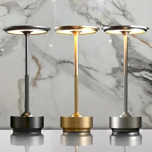 LED Ambient Decorative Light Touch Control Table Lamp Rechargeable Restaurant Bedside Bar Metal Desk Lamp