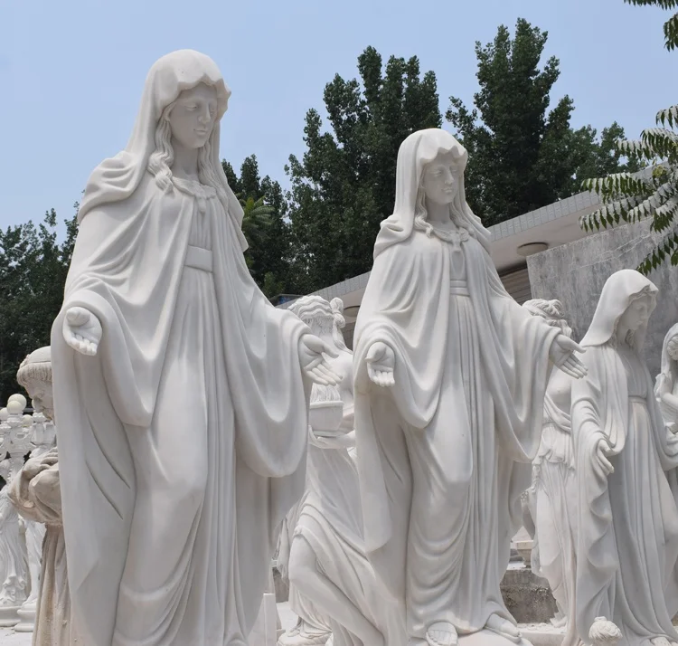 Religious Stone White Marble Holy Mother Mary Statues St Mary Statue