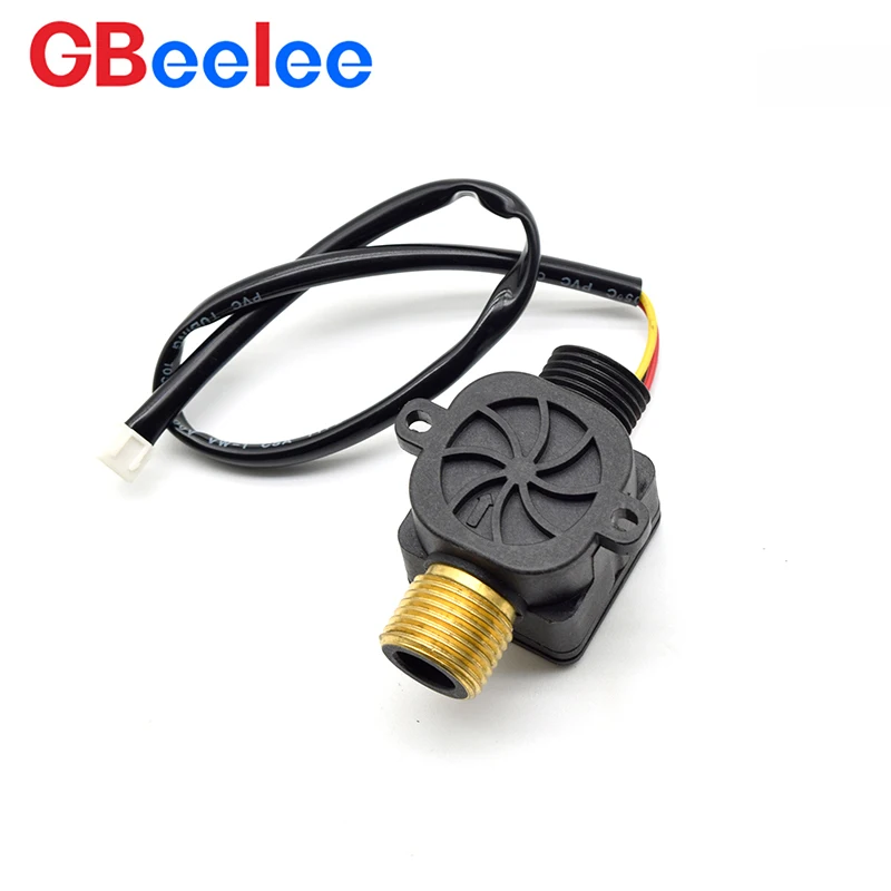 1-30L/min 3 Wires G1/2 Water Dispenser Flow Switch Turbine Type Flow Meter Copper Shell Threaded With NTC 50K Hot Water Sensor