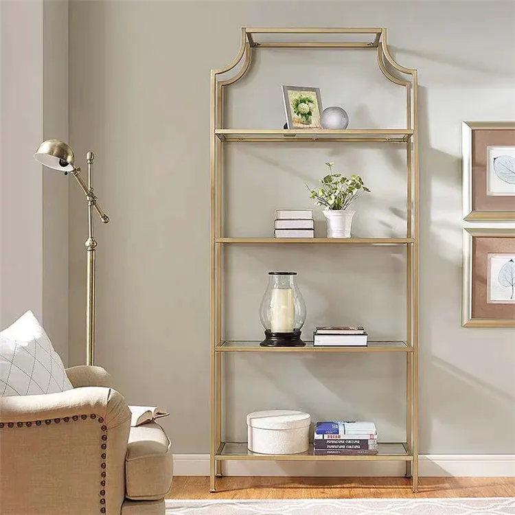 Заводская низкая цена, модная Золотая стабильная мебель для гостиной, книжная полка, современная витрина