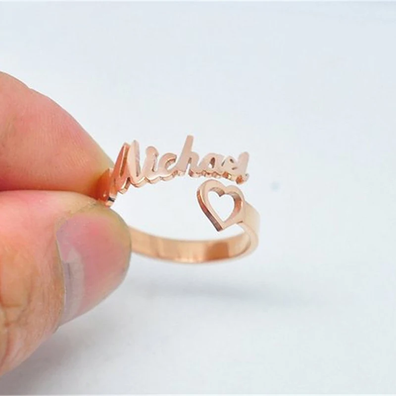 rose gold name ring