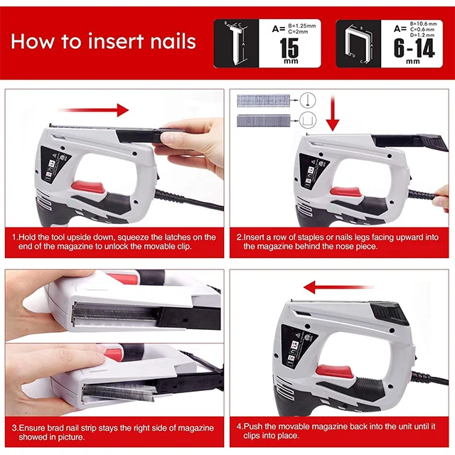2 в 1 Электрический строительный степлер/пистолет для ногтей набор гвоздей с 900 шт. скоб T50 300 15 мм 18 гвозди электроинструменты деревообработки