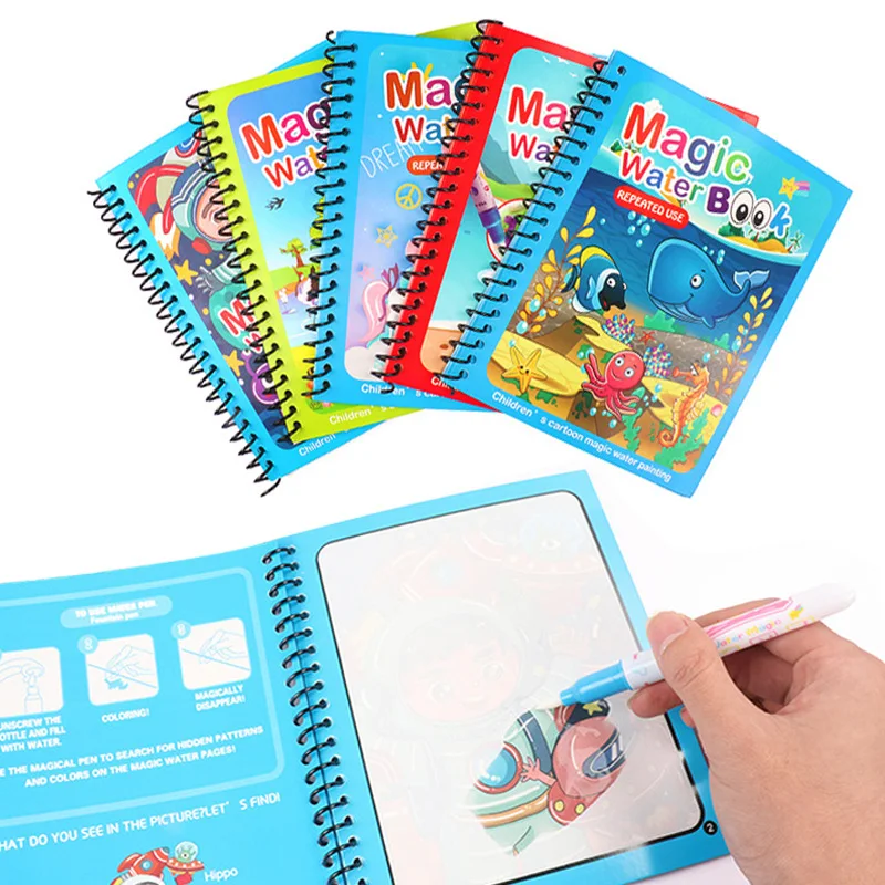 1 pz libro magico disegno ad acqua giocattoli Montessori libro da colorare  riutilizzabile libro da disegno ad acqua magica giocattoli sensoriali per  la prima educazione