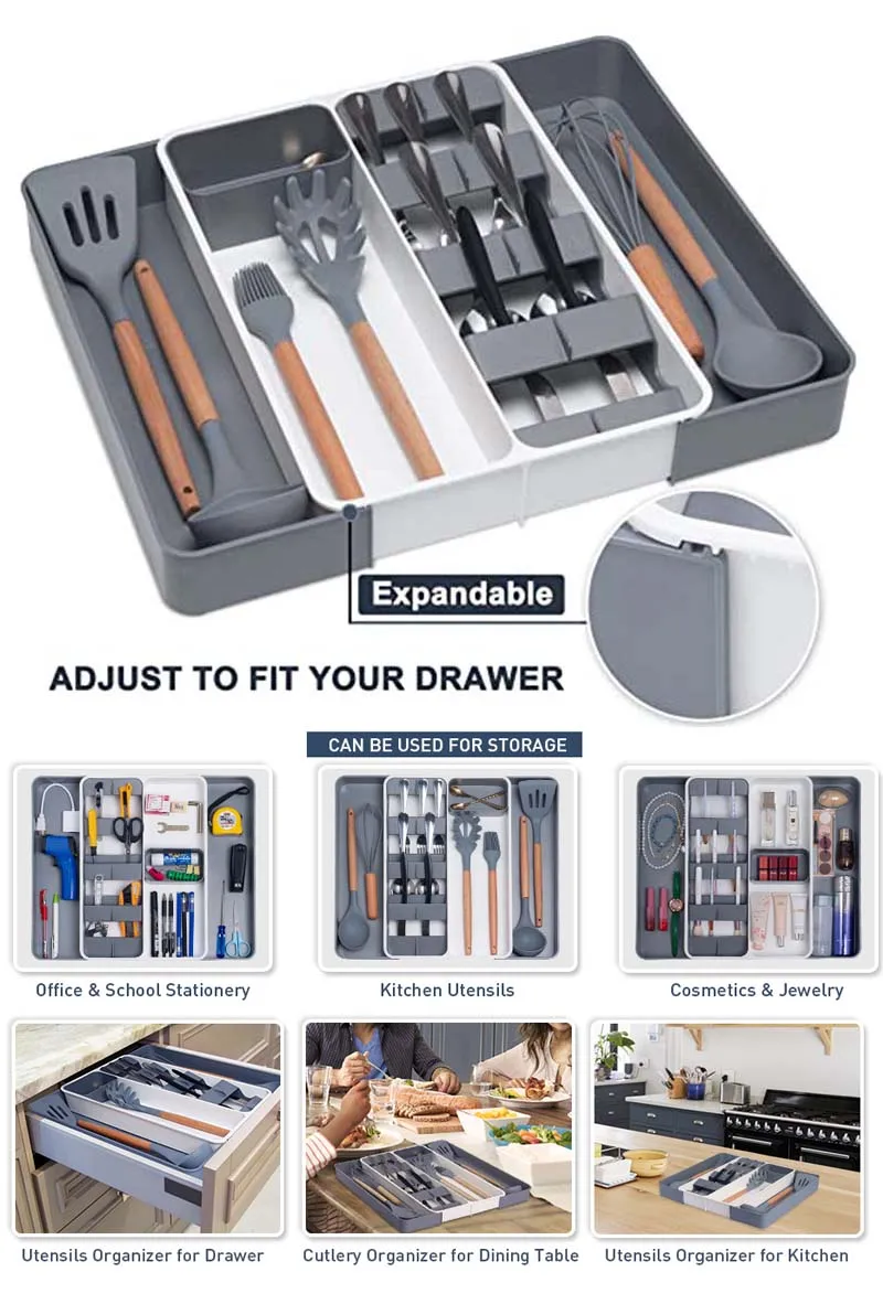 2022 Newest Expandable Kitchen Utensil Drawer Organizer Adjustable