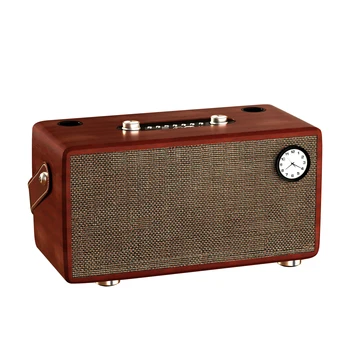 High Quality Top Sale Bluetooth Wireless Portable Retro 80W Woofer Portable Speaker Popular Home Using Wooden With Microphones