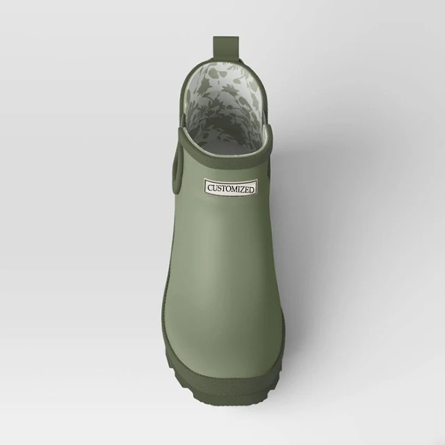 Оптовая продажа, модные женские резиновые сапоги до лодыжки, высококачественные женские сапоги Челси с индивидуальным принтом, эластичные сапоги для сада