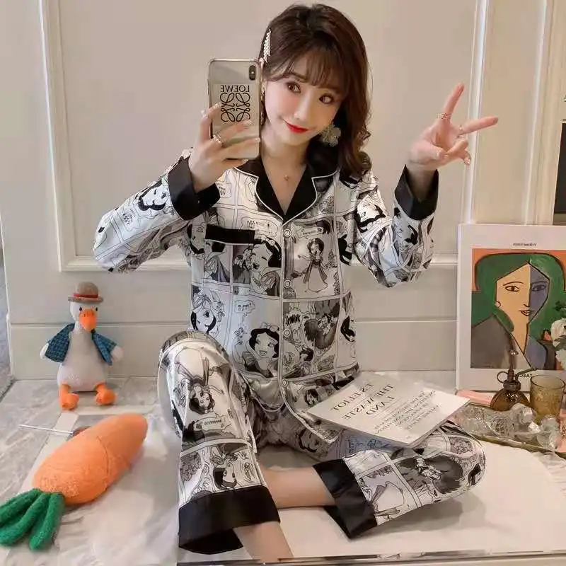 Women Satin Silk Pajamas Set Turn-down Collar Sleepwear Ladies Long Sleeve  Spring Pyjama Sets Nightwear 2 Pieces Sets Homewear - Buy Pyjama Sets  Nightwear,Sleepwear Ladies,Women Satin Silk Pajamas Set Product on Alibaba .com