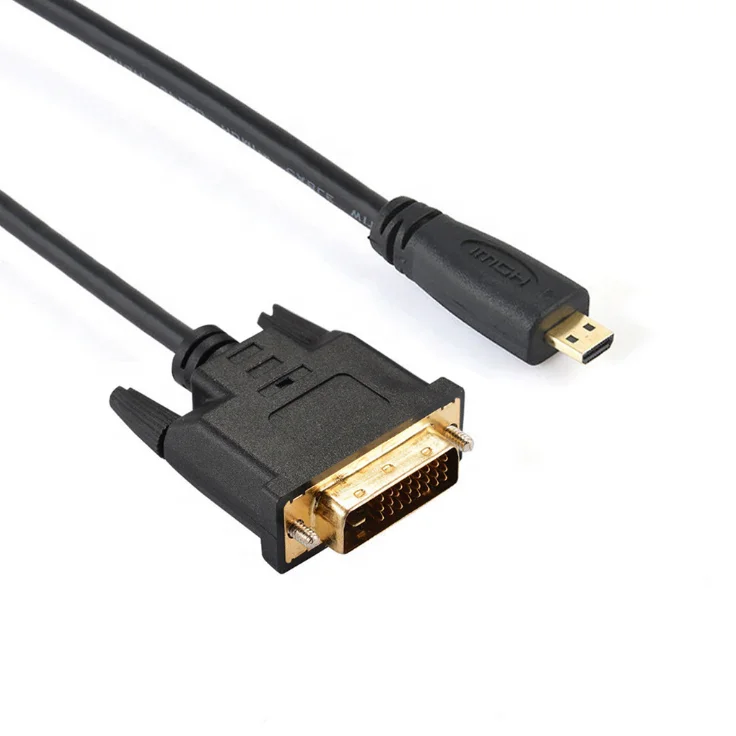 Vnew high quality high speed hot sell 34AWG Micro HDMI To DVI 24+1 Cable male male with Gold Plated adapter From
