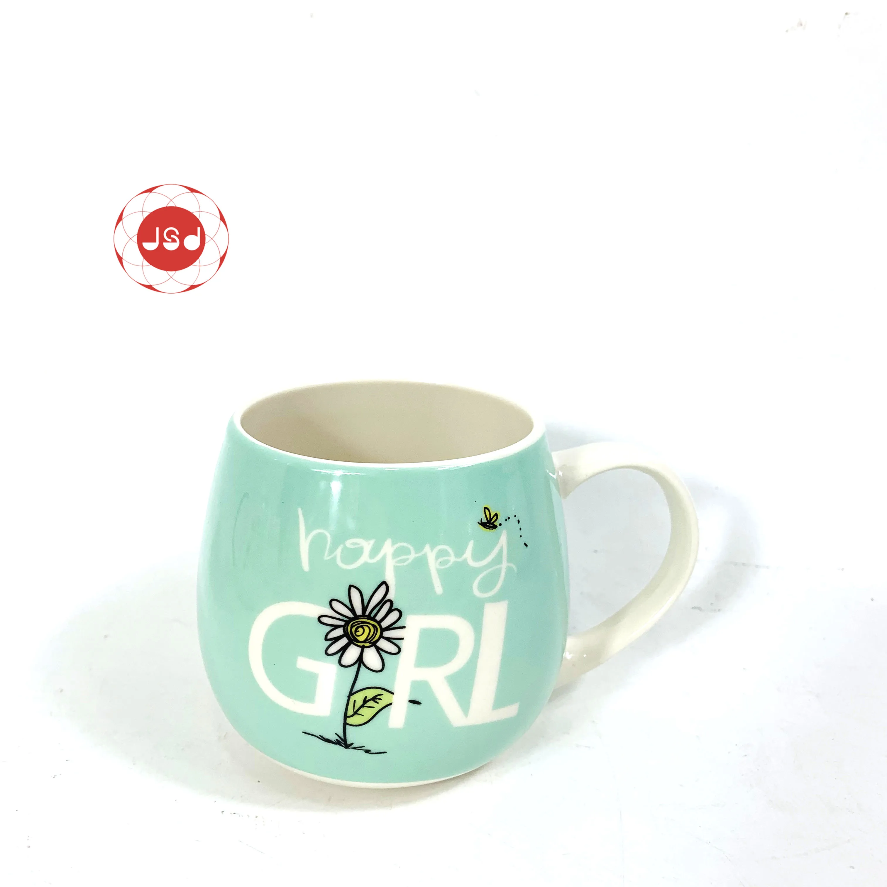 Hot Products Cute Dog Friend Belly Shape Color Handle Ceramics Coffee Drink Ware Mug