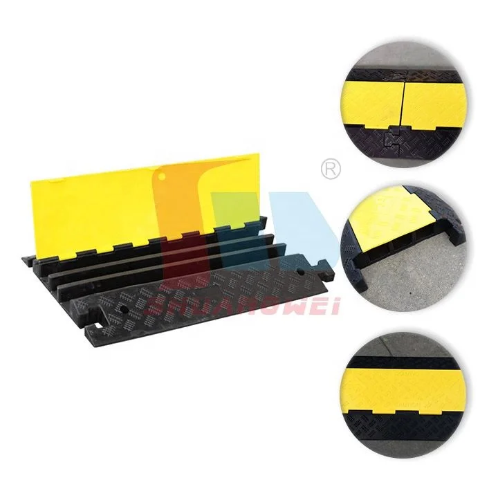 Желтый и черный 3-канальный прочный кабельный лоток протектор проволочный Чехол резиновый пластиковый скоростной горб