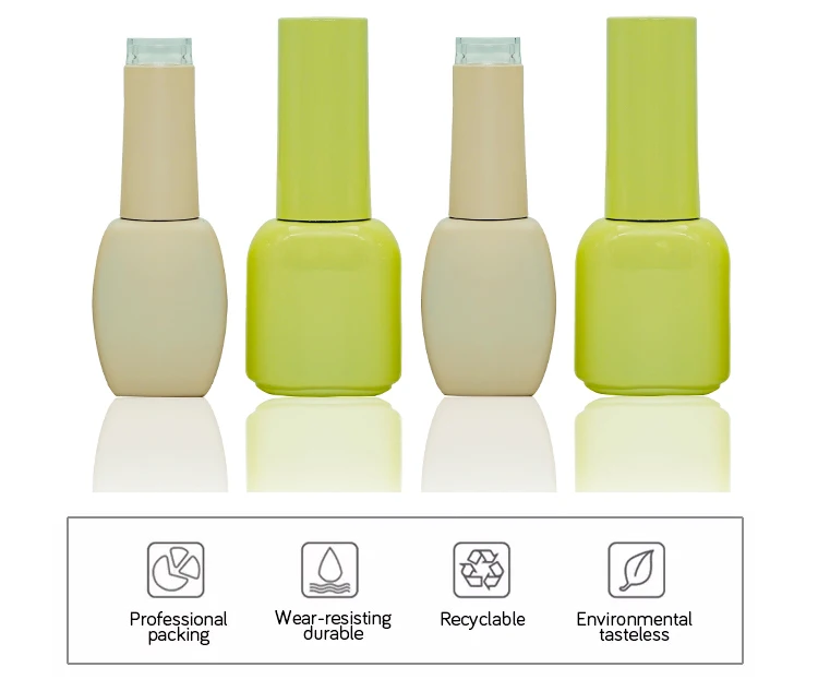 Yellow Green 15ml Empty UV Gel Polish Bottles BPA Free Eco Friendly
