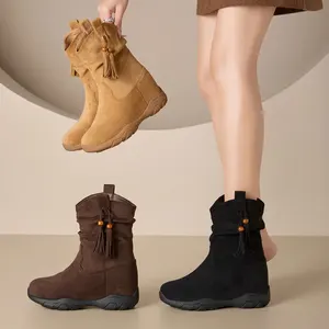 Thick Soled 9cm Women's Snow Boots with Added Fleece for Winter 2026, Casual Warm Cotton Shoes