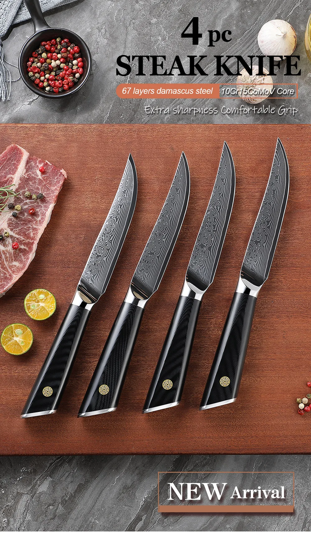 Best Damascus 67 Layer Kitchen Knife Set Kitchen Steak Knife Set Custom Steak Knives Set With