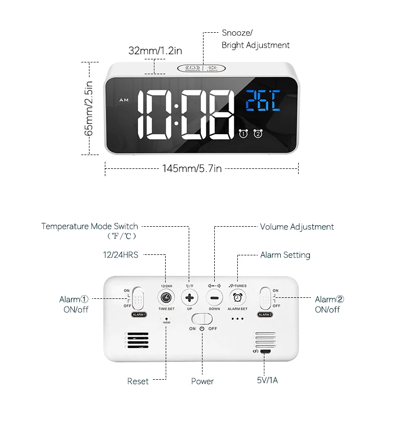 Electronic LED Clocks Customize Private Label Desktop Clock Digital Table Clock with Snooze Function