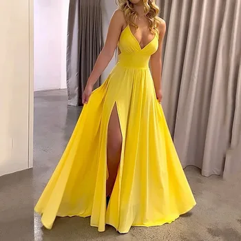 2024 V -Neck Long Chiffon Pleated Line Sleeveless Tulle Lace Fabric Wedding Evening Dress