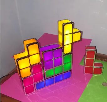 LED Stapelbaar Nachtlampje, 7-kleuren Inductie Vergrendelbare Bureaulamp 3d Diy Magic Blocks Puzzellamp Voor Kinderen En Tieners Slaapkamer Decor