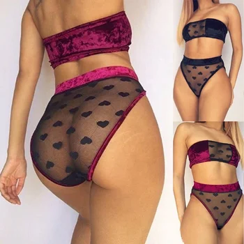 women Cut Out Two Piece Set adult transparent sexy lingerie underwear panty