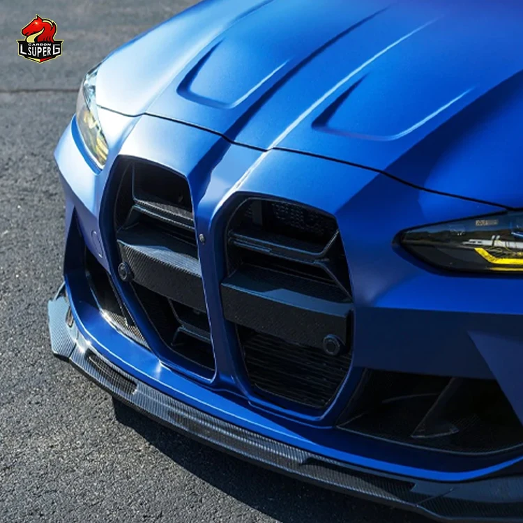 CSL Style Prepreg Carbon Fiber Front Bumper Grill With ACC for BMW M3 M4 G80 G82 Car Grille