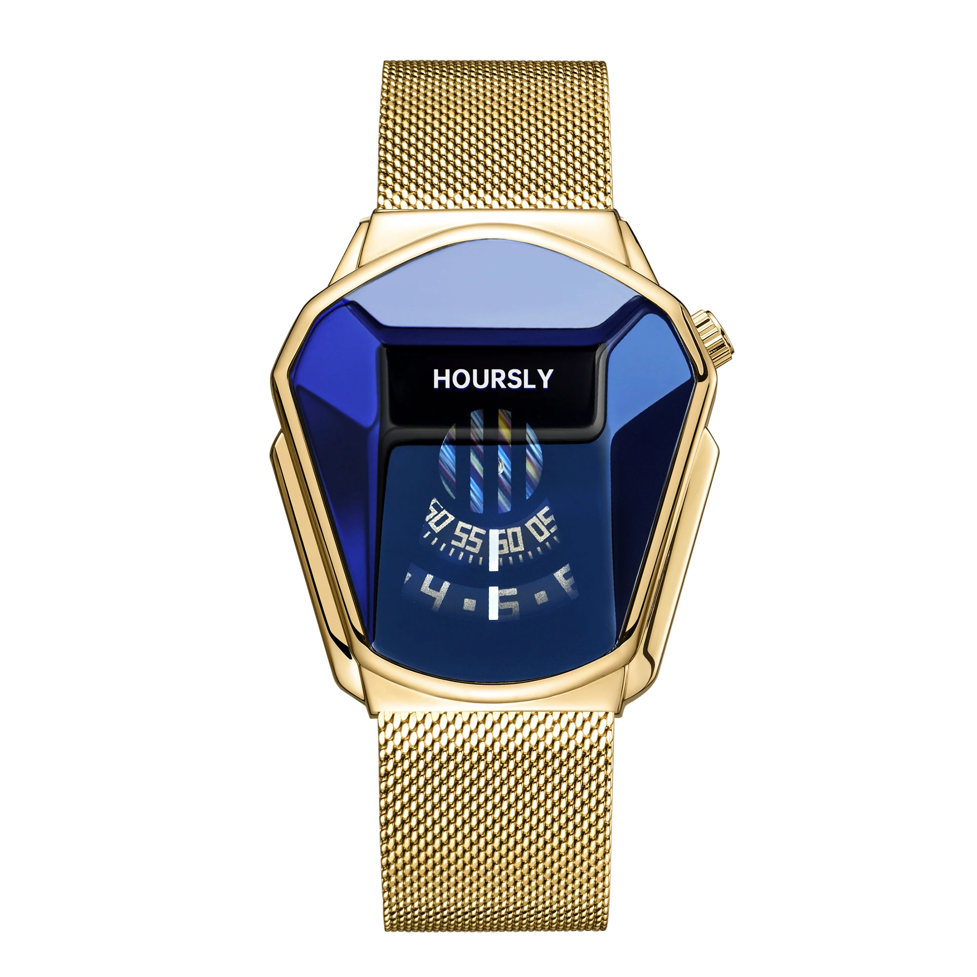 HOURSLY Top Brand Luxury Trend Cool Men's Watch Casual Stainless Steel Mesh 2020 Technology Fashion Mens Quartz Watches 2021