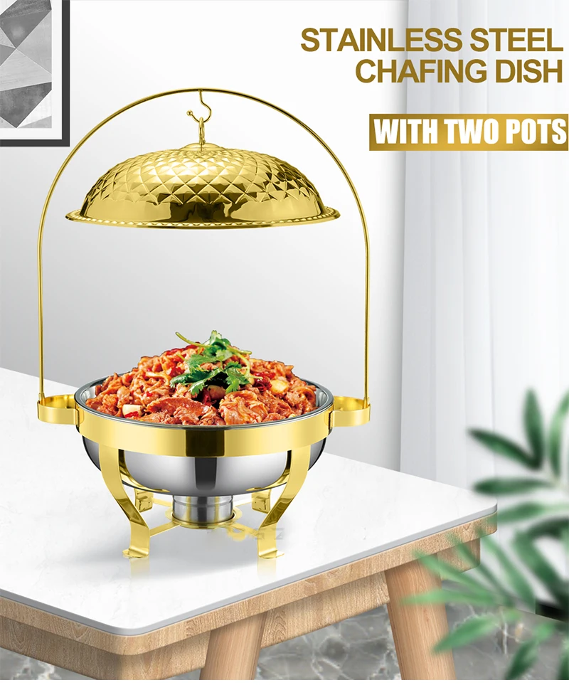 Fts Goldchafingdish Golden Buffet Dishes Rose Gold Food Warmer Copper Round Set Chafing Dish