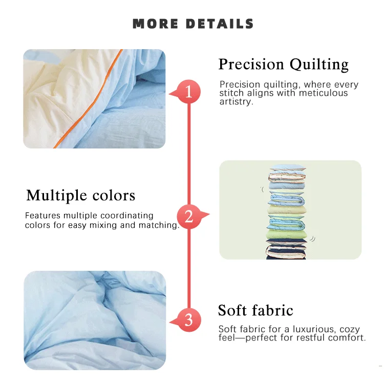 All Seasons Color-matching Design Lightweight Soft 100% Cotton Quilt Duvet Bedding Set factory