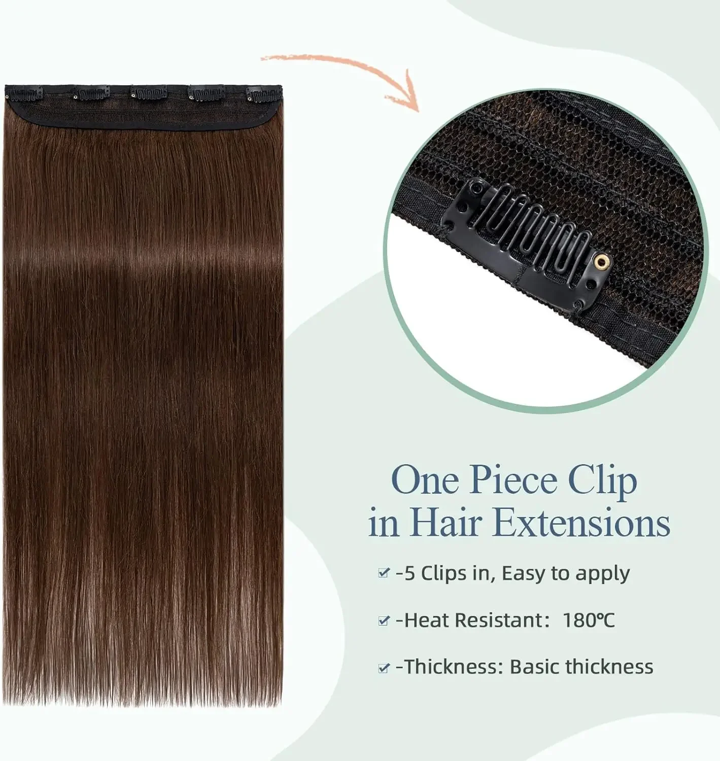 Straight Clip in Hair Extensions Real Human Hair 3/4 Full Head Shaped Weft Thicker Hair for Women #8 Color_voghion.com