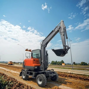 New Wheel Digger 6 Ton Wheel Excavator with  Long Arm Optional