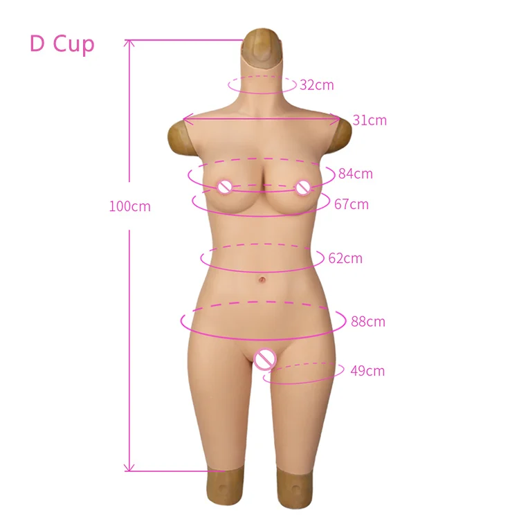 URCHOICE Soft Artificial Breast Form Man to Woman Fake Boob D Cup Silicone Full Bodysuit for Crossdresser Transgender Drag Queen
