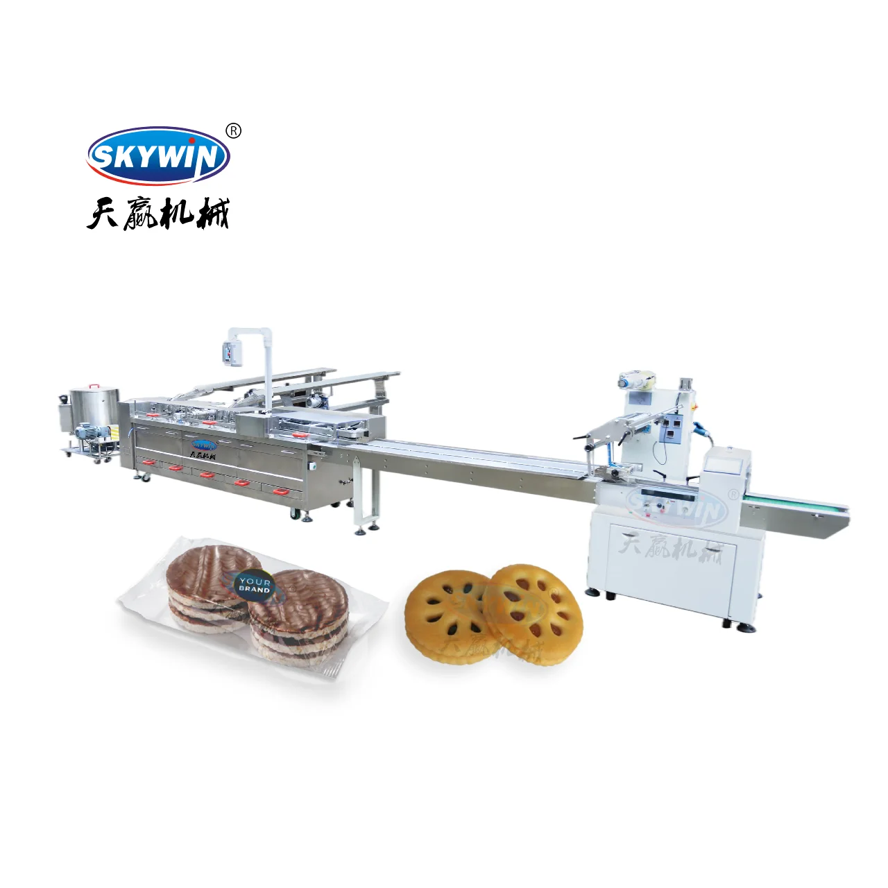 Automatic Cream Biscuit Sandwich Machine with Pile Pack Packaging Machine