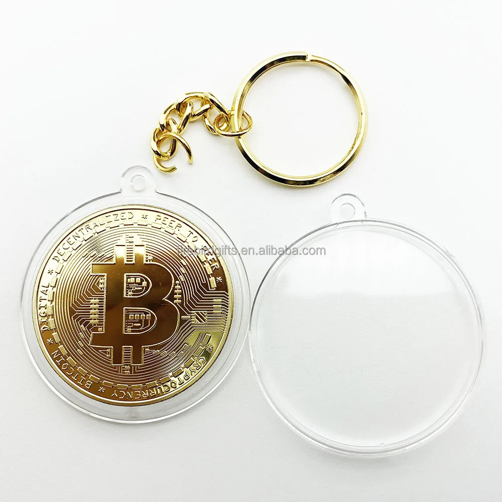 BITCOIN Digital Currency Quality Chrome Keyring Picture Both Sides