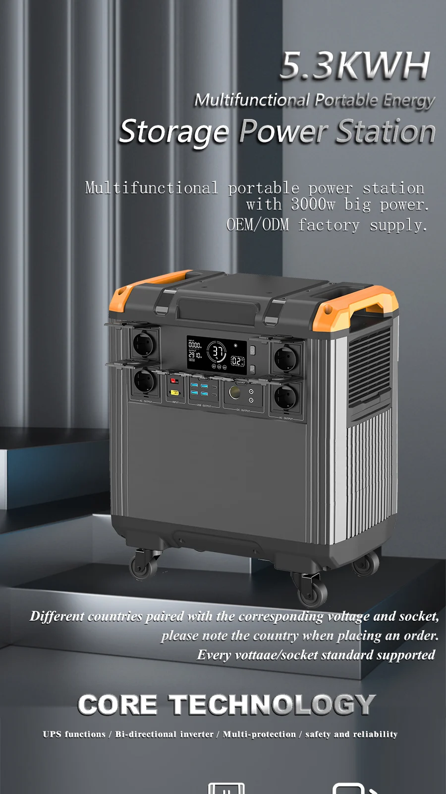 product customized portable solar station foldable solar panel generator multifunctional  220v ac outlet mppt controller 3000w-2
