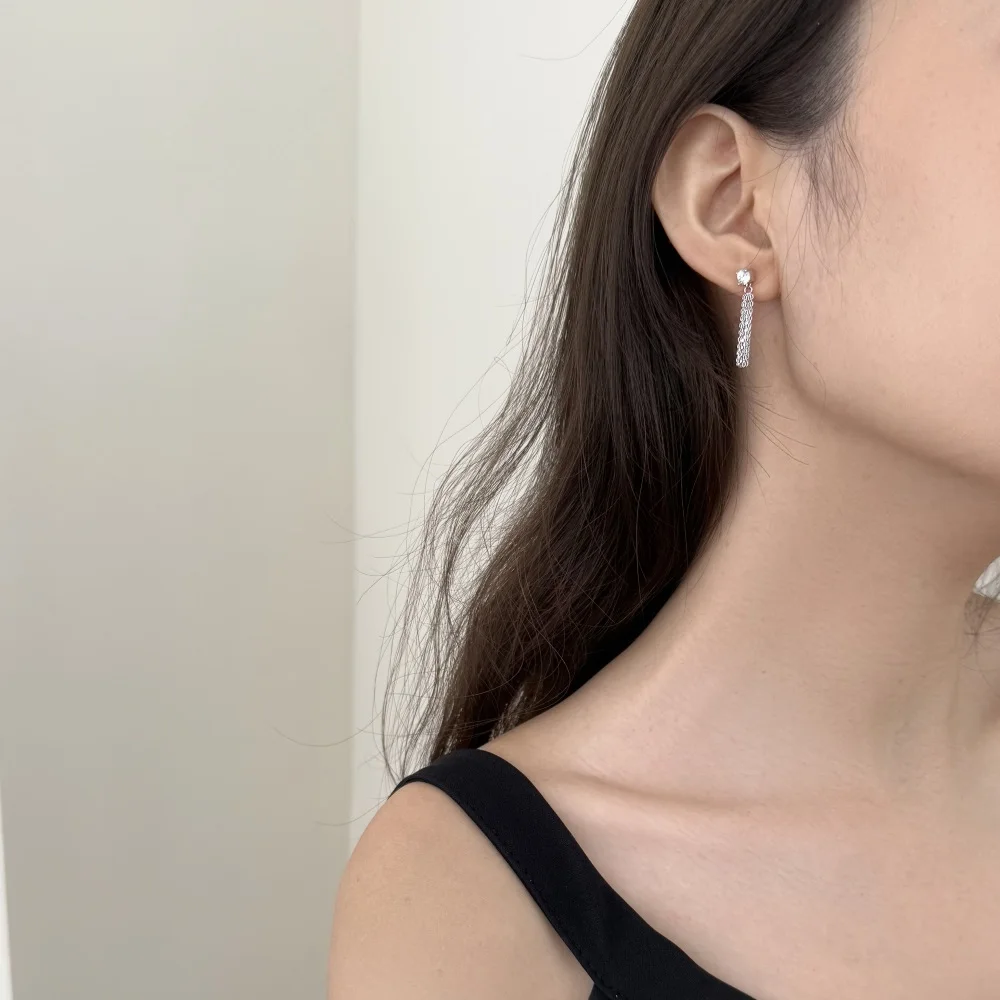 KAKODIY 5A Cubic Zirconia Earrings Hanging Women Shiny 925 Sterling Silver Hanging Long Chandelier Earrings Tassel Lightweight Stud Earrings detail 4