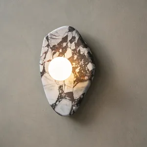 New Modern Designer Home Decor Natural Marble Wall Sconce Lamp Creative Luxury Cafe Restaurant Hotel Flush Mount Wall Light