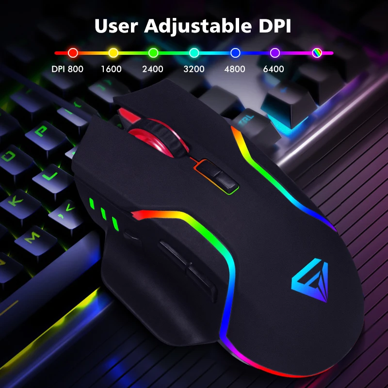 8d Buttons With Rgb Light Ergonomic Mouse High Dpi Wired Usb 7d Gaming 