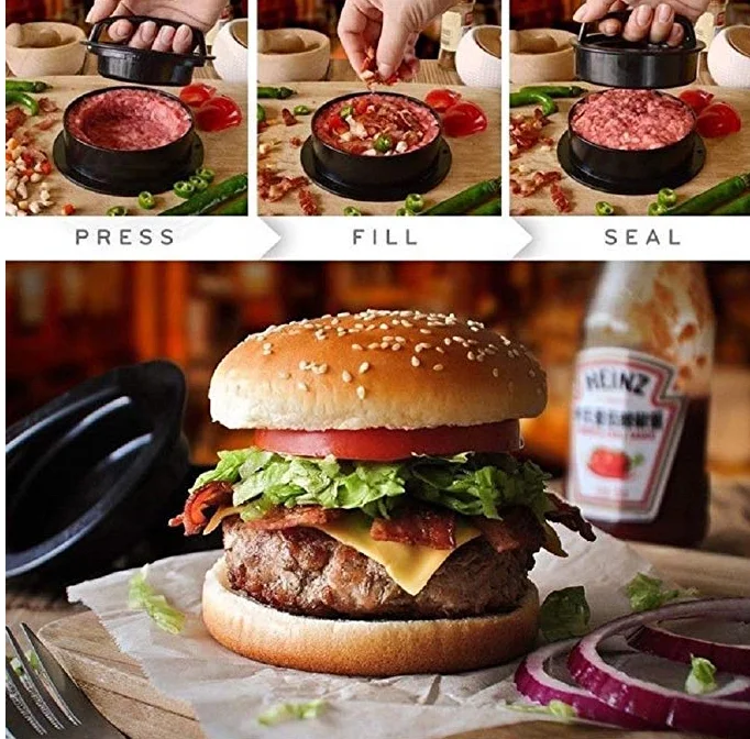 Pressa Per Hamburger In Acciaio Inox 14 Cm - Antiaderente Con Maniglia Saldata Laser - Ideale Per Griglia, Piastra E Padella - 0,4 Kg - 3