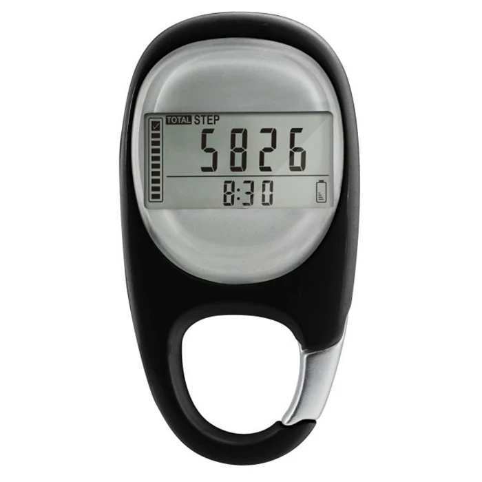 J&R Exercise Fitness Mini Digital Display 3D Sensor Walking Running Step Distance Counter Memory Carabiner Pedometer with Clip