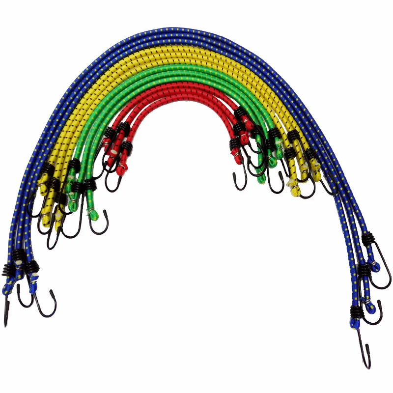 Luggage Rope Bicycle Elastic Rope Strap Rubber Bungee Cords Colourful Elastic Shock Rope Rubber With Metal Hook
