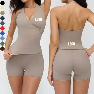 Best Quality New Women's Backless Sports Fitness Vest Solid Color Quick Drying Sweat-Wicking Comfortable V-Neck Yoga Tank Top