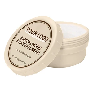 Private Label Sandalwood Shave Cream for Men Moisturizing Formula to Reduce Razor Bumps Irritation Soothing Post-Shave Care