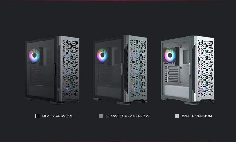 Atx Mid-tower Argb Lighting Metal Perforation Front Panel Black Gaming ...