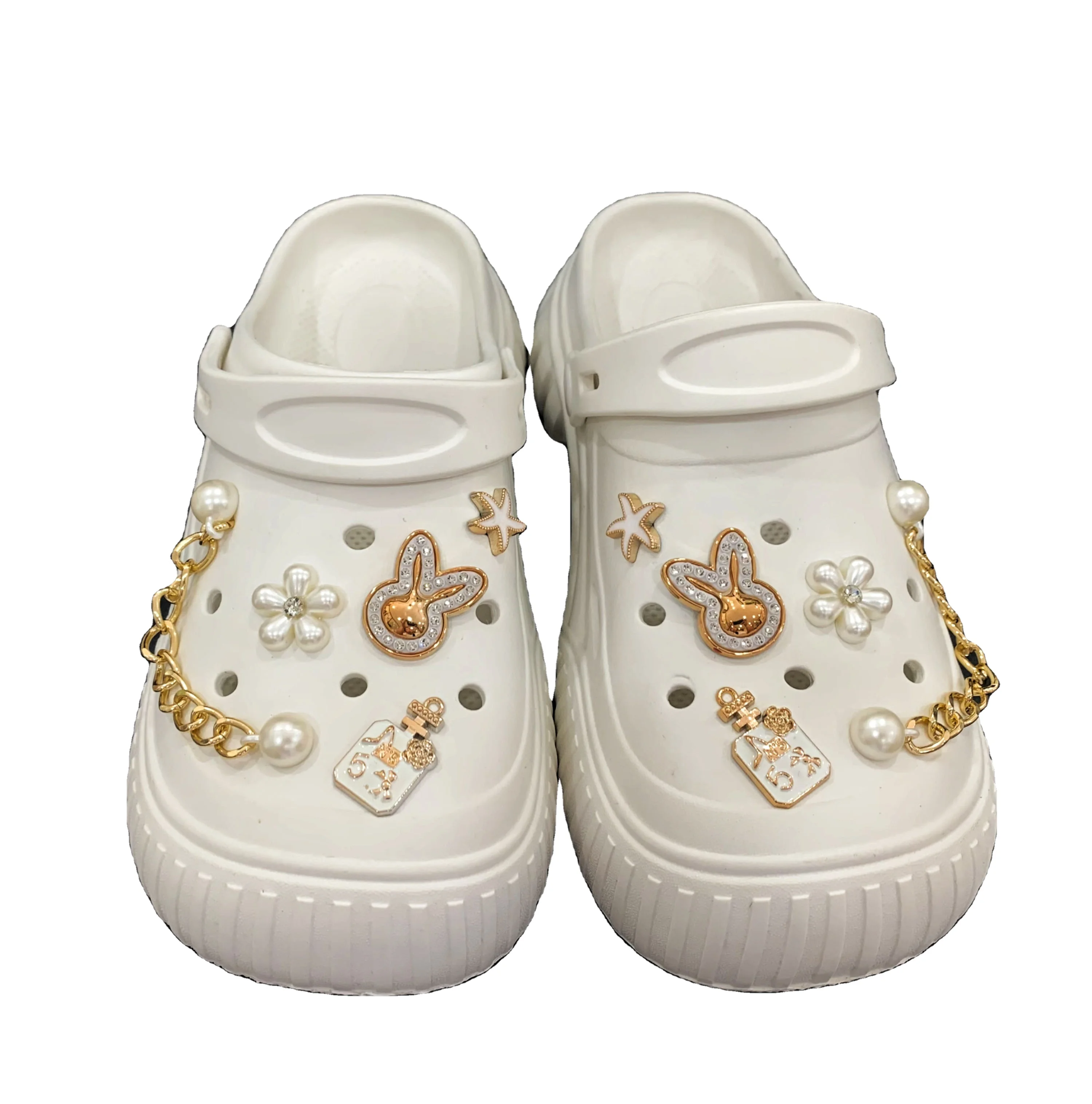 Flower Crocs Charms Luxury Designer, Flower Shoes Charms, Pearl Croc  Charm