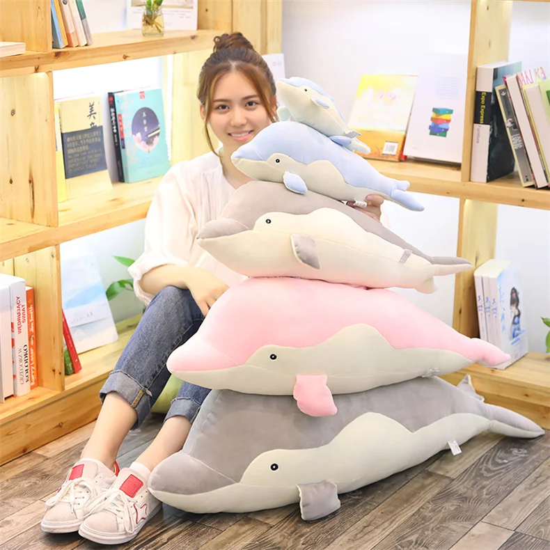 子供のためのかわいい巨大なイルカの枕ソフトイルカのぬいぐるみ