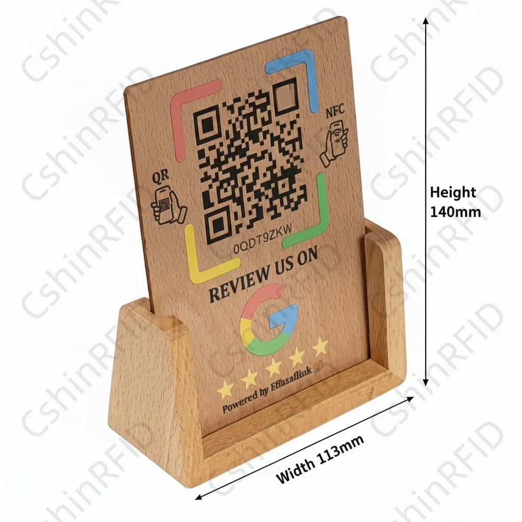 Whole-sale Custom Wood Display Stand NFC Chip QR Code for Easy Customer Reviews Boost Small Business No App